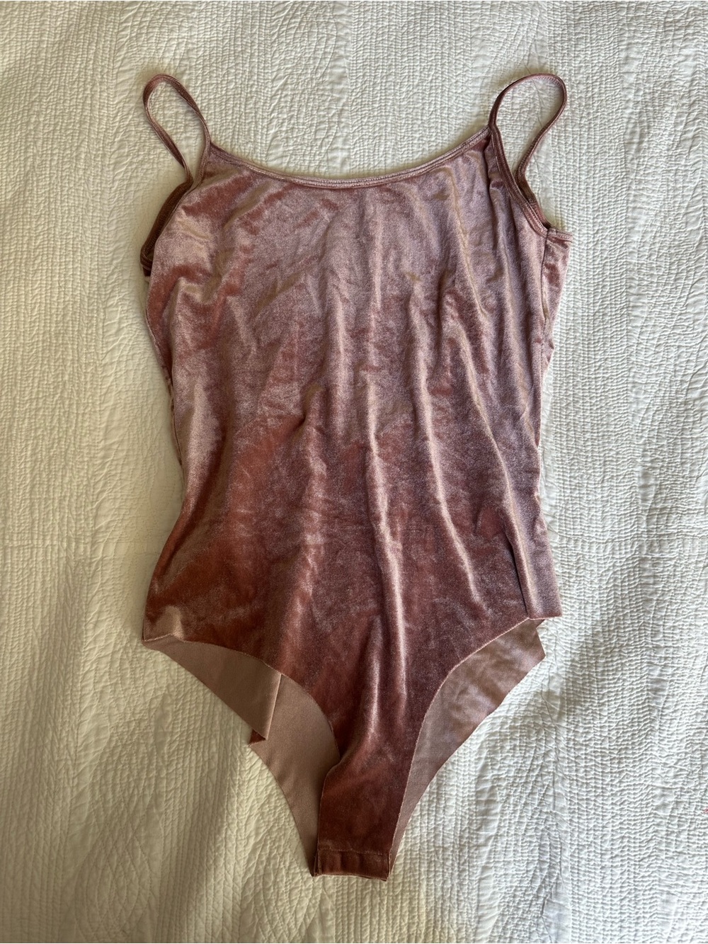 Zara Dusty Rose Velvet Scoop-Neck Bodysuit